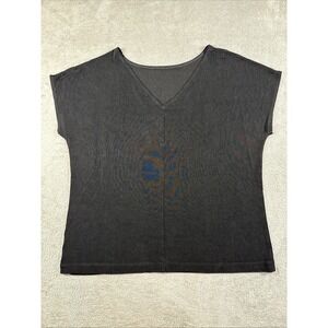 Chico's Women's Travelers V-Neck Super-Short Sleeve Knit Top Black Size 3